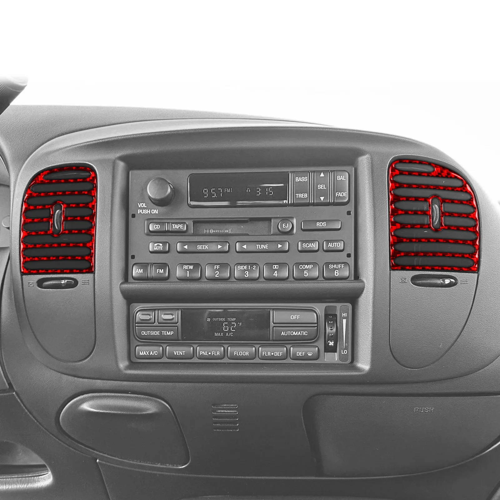 For Ford F-150 Raptor 1997-2004 Central Air Conditioning Vent Panel Frame Cover Carbon Fiber Car Interior Accessory Stickers