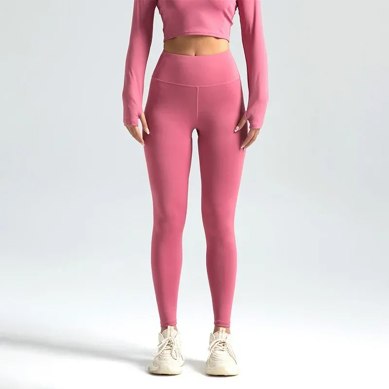 Neun-Punkt-Hose für Damen, Leggings, hohe Taille, einfarbig, Yoga-Sporthose, hochelastische Leggings, Laufen, Fitnesshose, 3XL – Detail 27