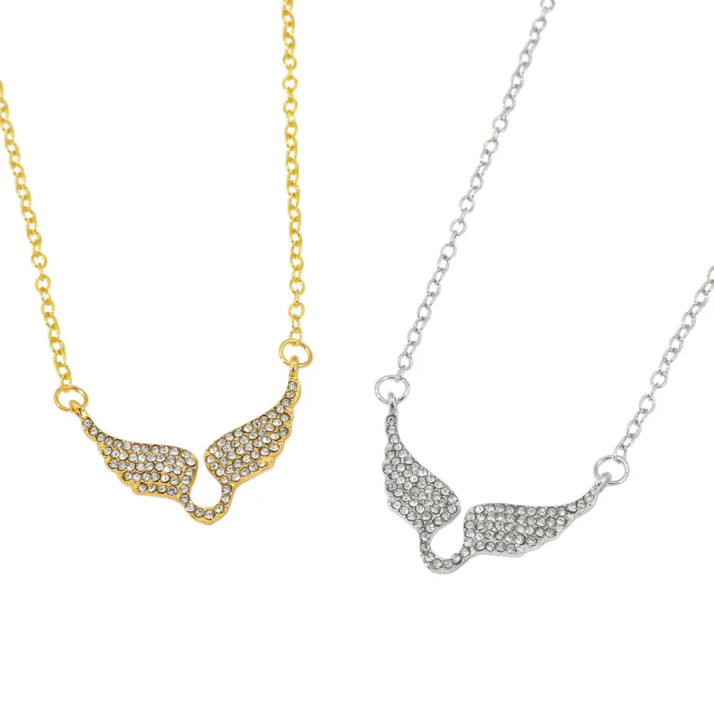Minimalist Angel Wing Necklace, Delicate Gold or Silver Plated Chain, Zircon Pendant, Simple and Elegant