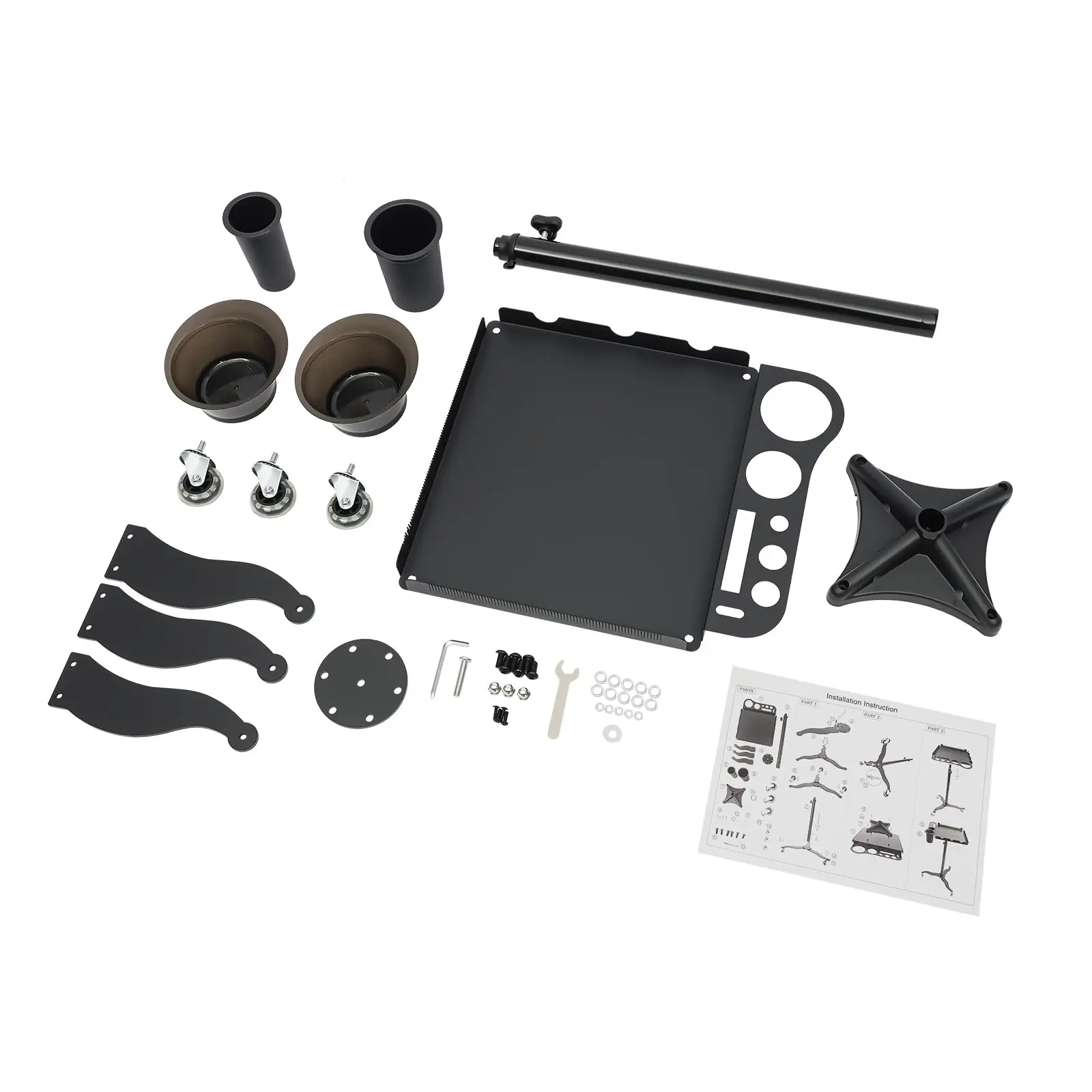 Rolling Salon Tray on Wheels, Metal Hairstylist Tray Rolling Cart for Hair Salon Station with 2 Hair Color Bowls, Salon Trolley