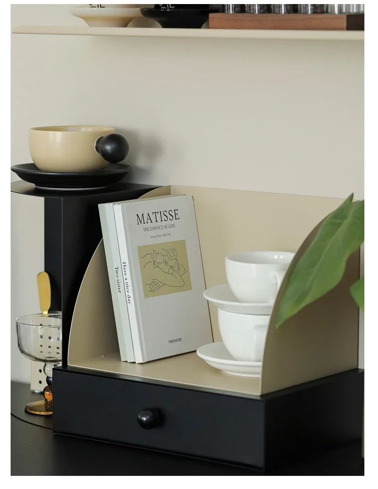 Minimalist Metal Corner Shelf - Space Saving Coffee Bar Organizer for Cups, Boho Desktop Storage Rack with Semi-Circle Design