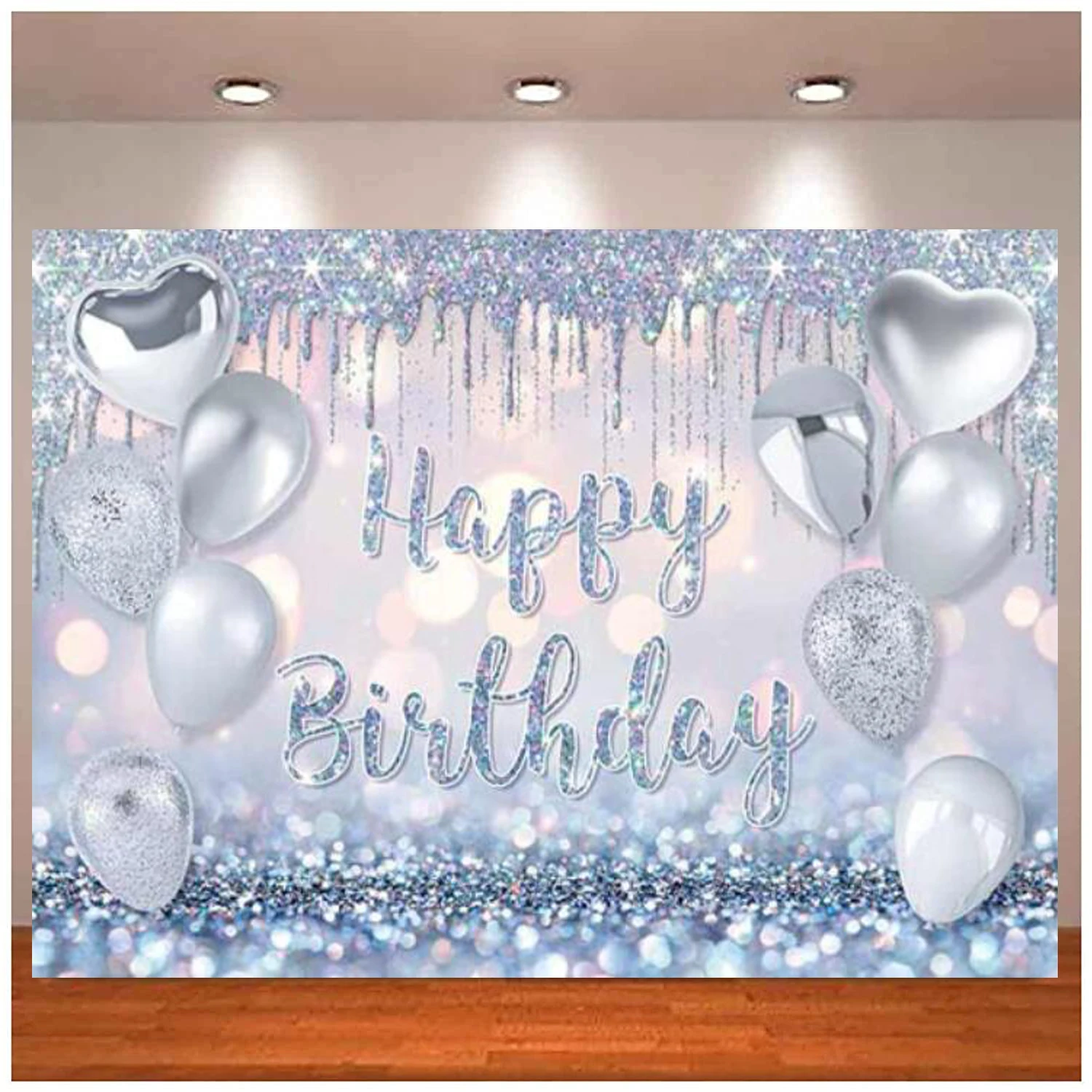 Silver Birthday Party Photography Backdrop 16th 30th 40th 50th Milestone Background Decor Banner Girl Women Photo Booth Supplies