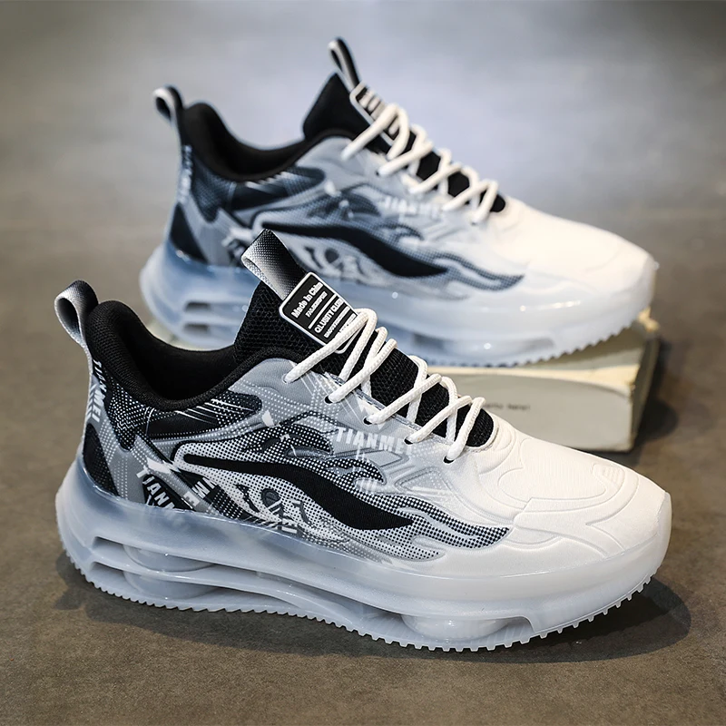 Fashionable Comfortable Man Footwear Autumn New Mens Casual Shoes Transparent Bottom Breathable Non-slip Sneakers Big Size 44 45