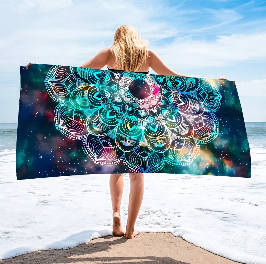 Popular Mandala Digital Printing Water-Absorbing Quick-Drying Swimming Microfiber Anti-static Square Beach Towel