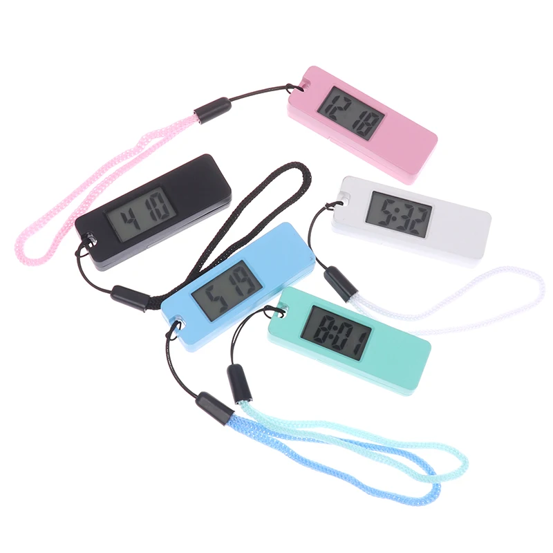 1Pc Luminous Led Keychain Pocket Watch Mini Silent LCD Digital Display Electronic Clock Portable Student Exam Travel Pocket Watc