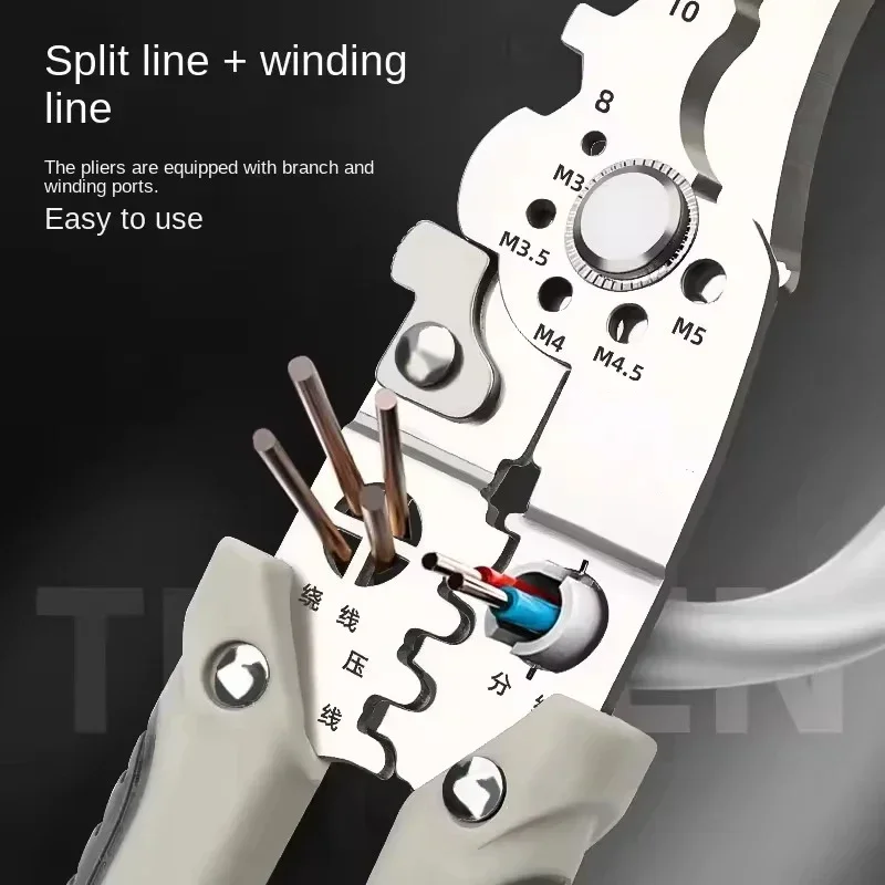 Multi Functional Electrician Pliers for Wire Splitting and Stripping Specialized for Electricians Winding Crimping Hand Tool