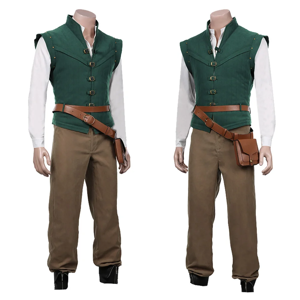 Flynn Cosplay Cartoon Prince Costume Men Disguise Waistbag Vest Outfits Adult Male Roleplay Dress Up Cloth Halloween Party Suits