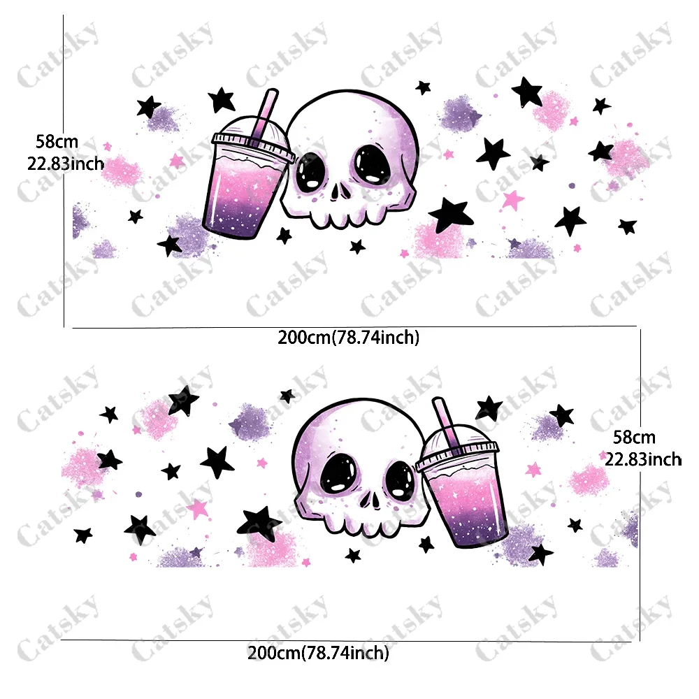 Skull Drink and Stars Car Side Car Wraps, Self-Adhesive PVC Waterproof & Scratch-Resistant Stickers, Car Accessory Gift