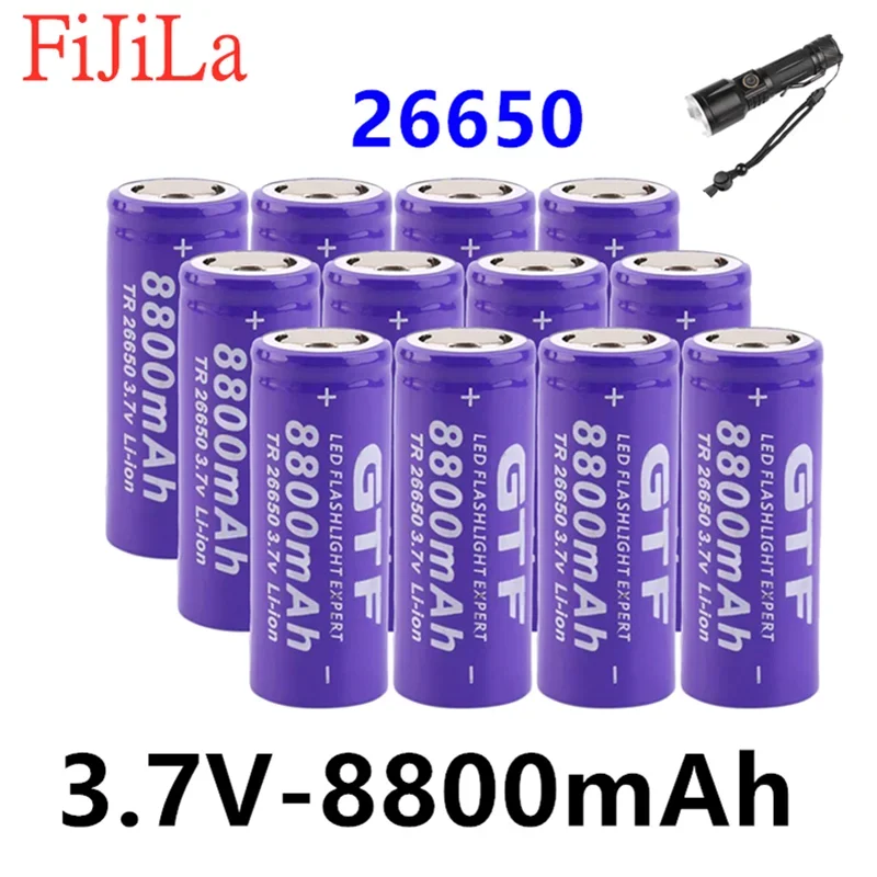 100% Nouveau 3,7v 26650 Batería Li-Ion 8800mAh Recargable Par Linterna LED De Acumula