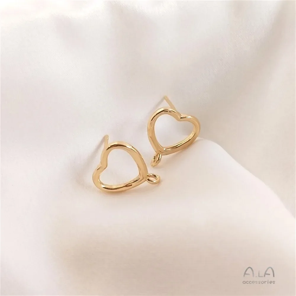 

14K Bag Real Gold Heart Ring with Hanging Ring Stud Earrings Twisted Circle with Hanging Ring Earrings DIY Handmade Earrings