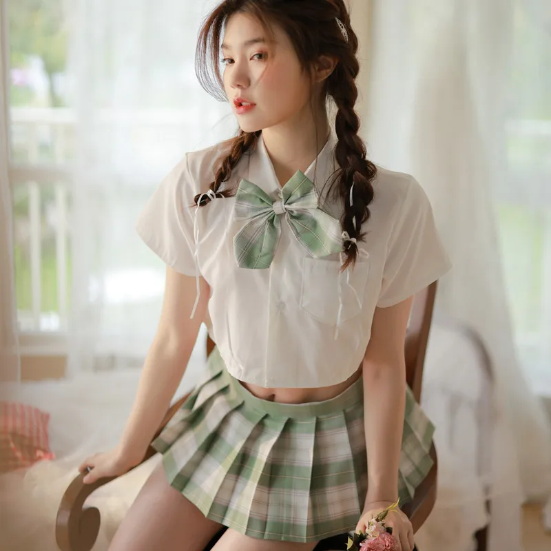 

Lolita Lingerie JK Cosplay Costumes Japanese Student Girls School Uniform Pleated Skirt Women Night Roleplay Temptation Outfits