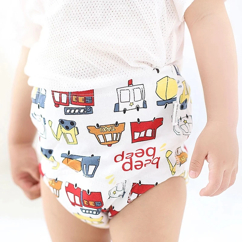 Cute Cartoon Baby Training Pants, roupa interior reutilizável para crianças pequenas, algodão lavável, meninas e meninos, 6 camadas, novo, 1 pc