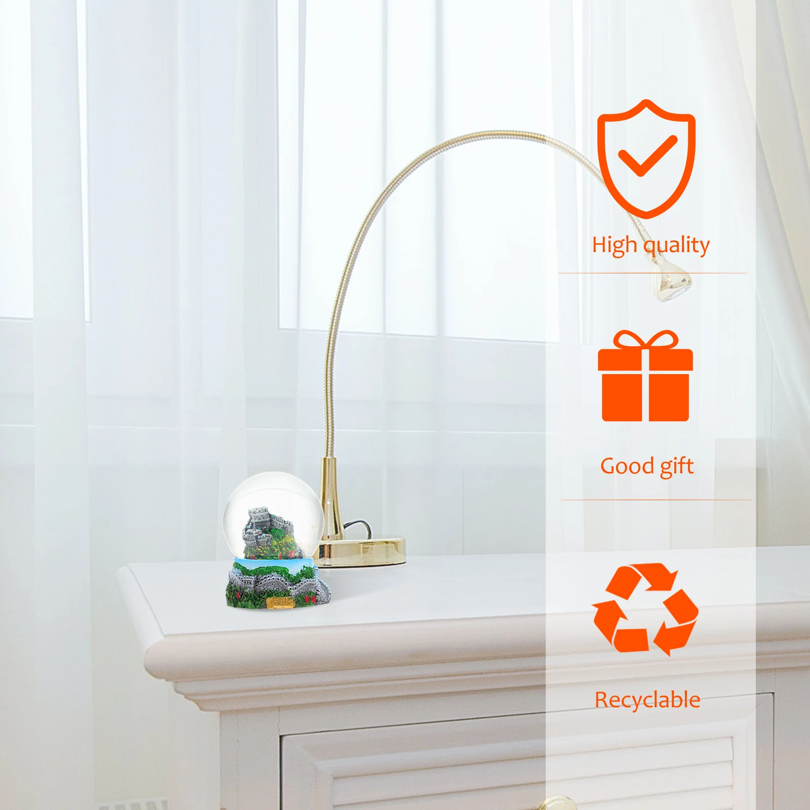 

Great Wall Crystal Ball Resin Craft Unique Shape Home Decor Living Room Bedroom Office Window Sill Bookshelf Decoration Resin