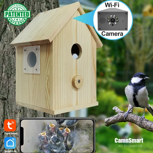 Imagen 1 del producto Smart Tuya Bird House-cámara HD WiFi de 4MP, caja de pájaros inalámbrica con visión nocturna, grabación de vídeo, reproducción de tarjeta SD, regalo DIY en tiempo Real