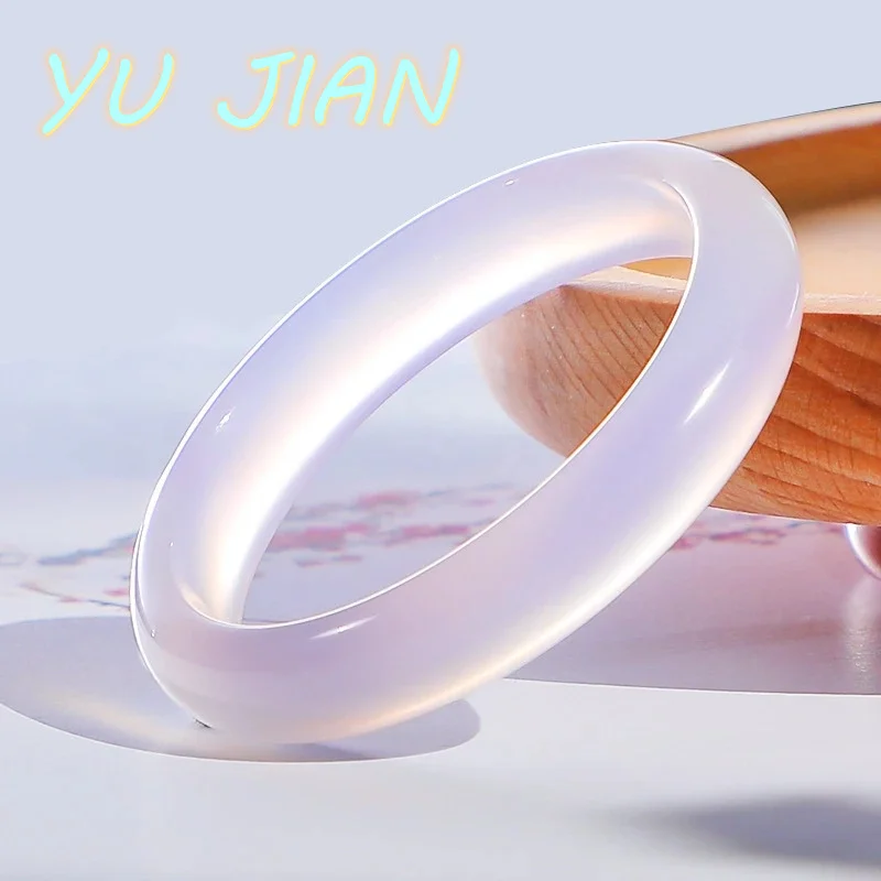 

NEW Hot Selling A Grade Jade Ice-through Fine Ice Violet Elegant Charming Bangle Round Bracelet Perfect Handring Jewelry