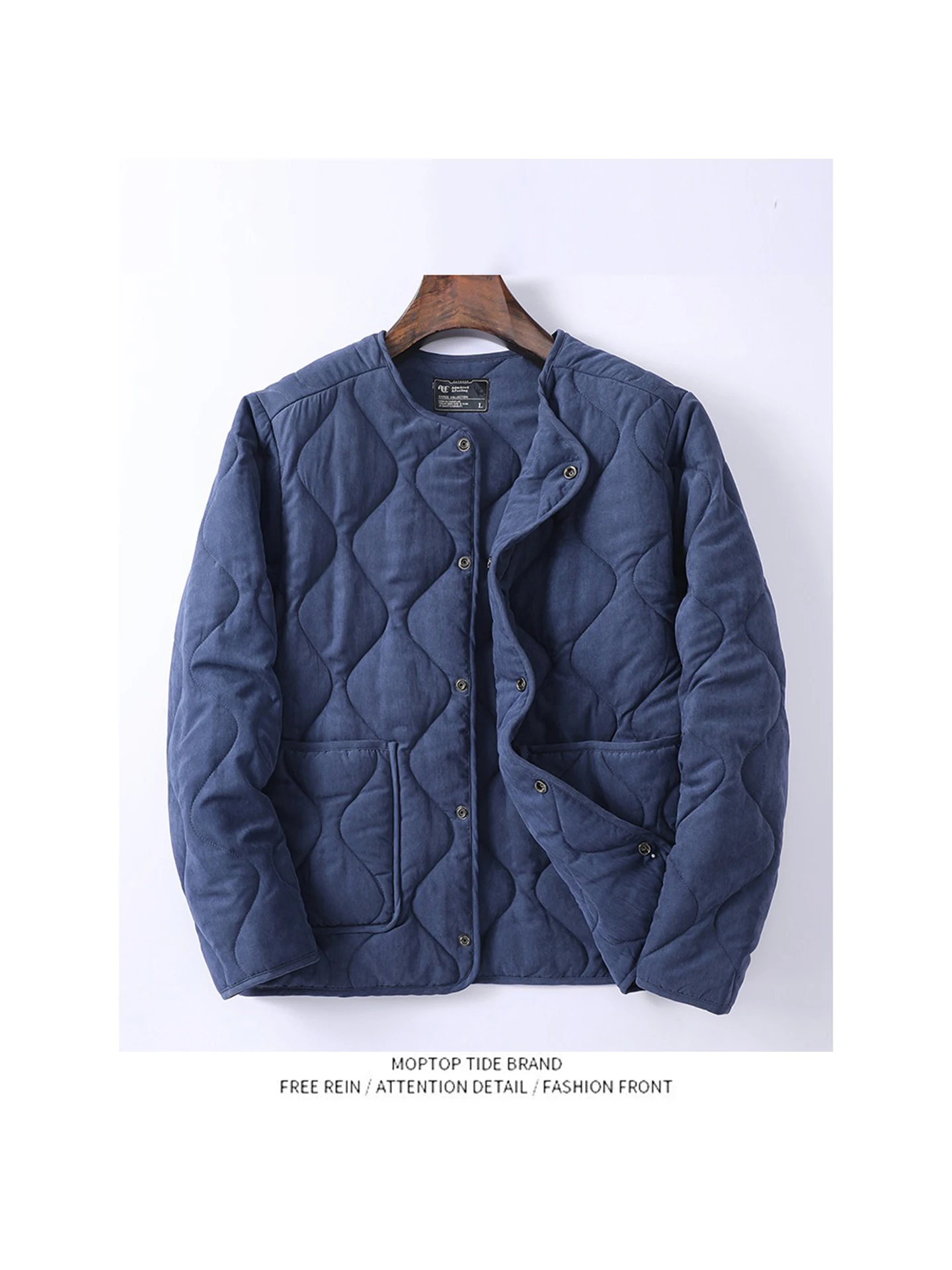 

Men's Casual Loose Cotton Jaet Silk Cotton Fill Retro Sle Winter Coat Youth Trend Polyester Fabric Long Sve Zipper Clo...