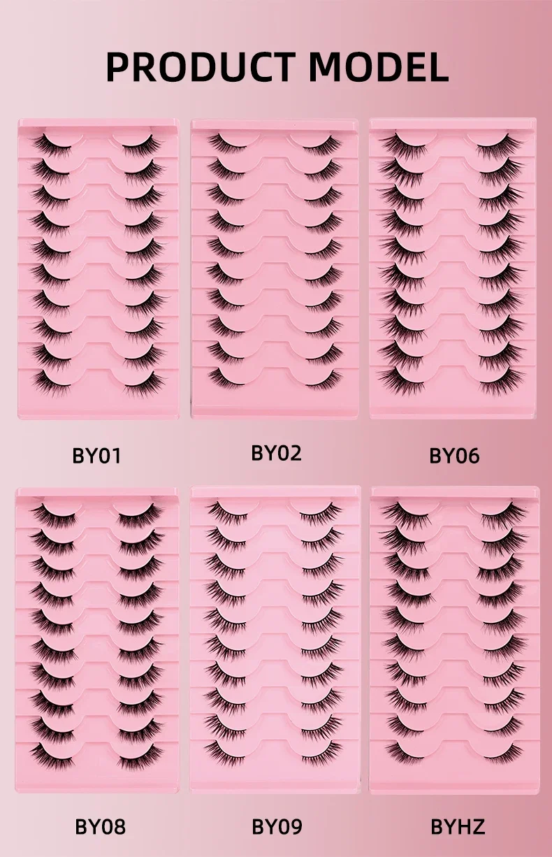 Goodobe Half Eye 10 Paar Natürliche Fuchsaugen-Make-up-Wimpern Süßer Coole Stil Flauschig Geeignet für Leichtes Make-up – Detail 6