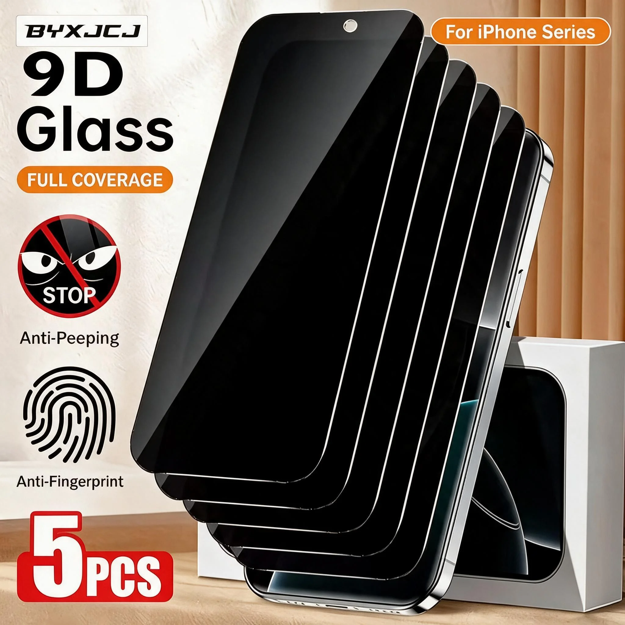 5-Pack Privacy Tempered Glass Screen Protector with 9H Hardness, HD Transparent Anti-Fingerprint Precision Touch Film, Suitable for iPhone 18/18 Pro/18 Pro Max/18 Plus, iPhone 17/17 Pro/17 Pro Max/17 Plus, iPhone 16, 15, 14, 13, 12, 11, X, XR, iPhone DUO