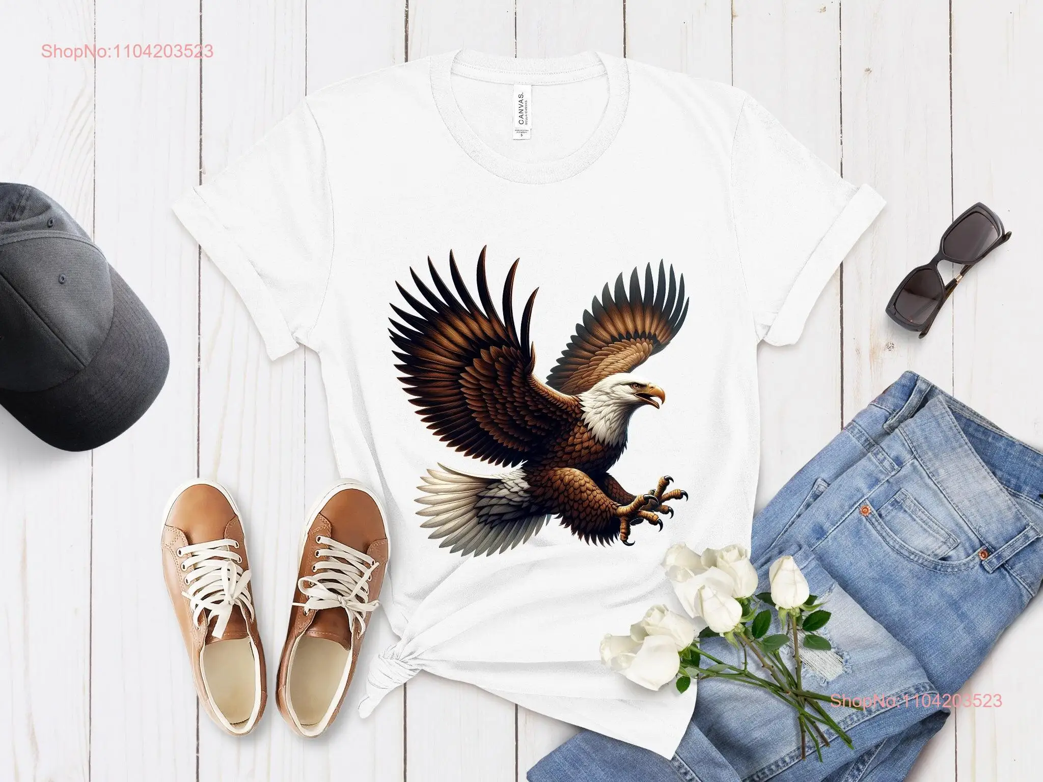 Regal Eagle in Flight T Shirt Realistic Feather Detail Majestic Bird Nature Inspired Wildlife Apparel for