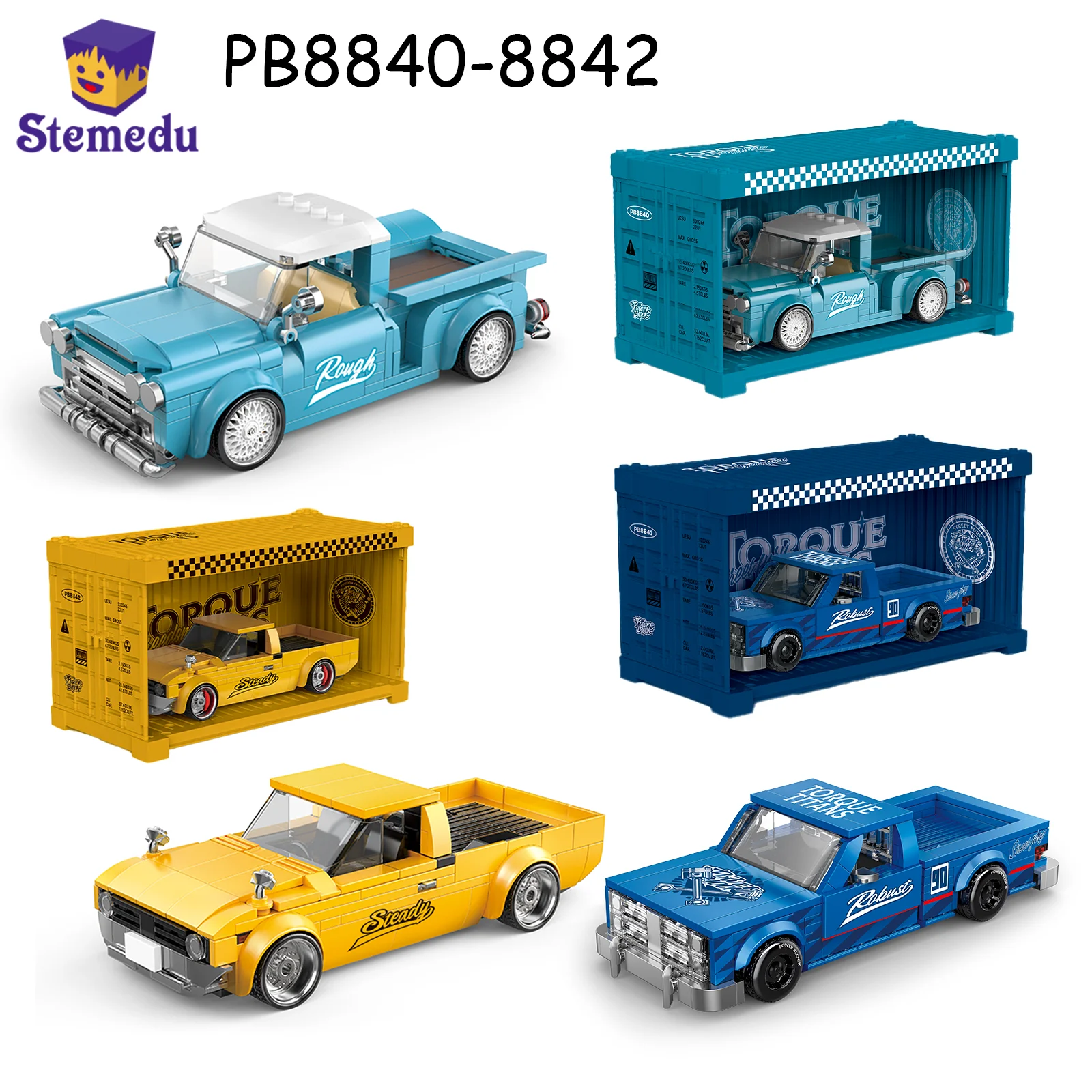 

MOC City Car Retro Pickup Truck Building Blocks Speed Racing Car Vehicle with Display Box Bricks Garage Toy Kids Adults Gift