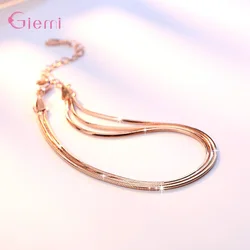 Pulsera de plata de ley 925 para mujer, Color blanco/oro rosa para elegir, regalo de joyería moderno súper bonito, venta al por mayor