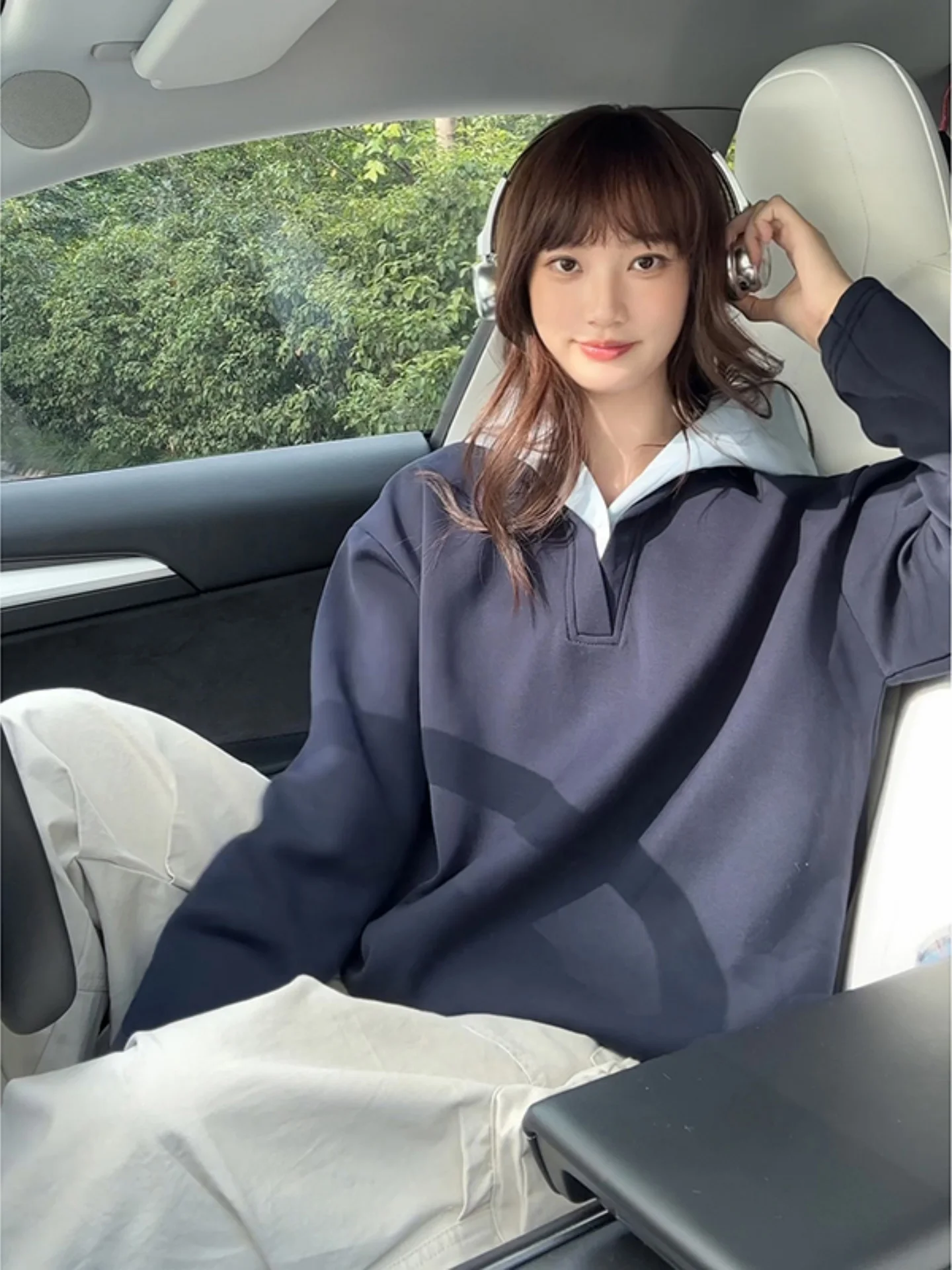 

Мужская толстовка с капюшоном и V-образным вырезом, повседневная свободная спортивная одежда, осенняя парная модель, свободный крой, удобная, из полиэстера и хлопка