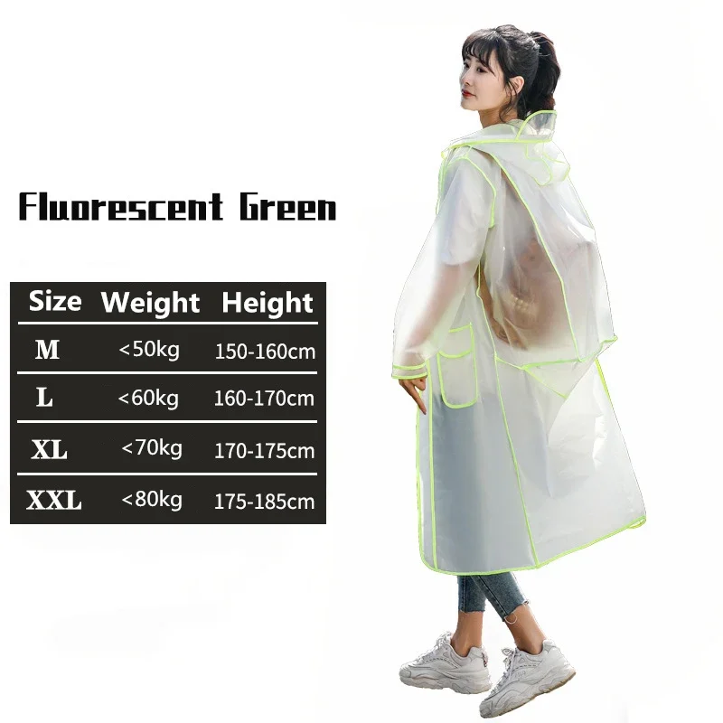 Fashion Women Transparent Eva Plastic Raincoat Travel Waterproof Rainwear Man Adult Can Hold Backpack Rain Coat