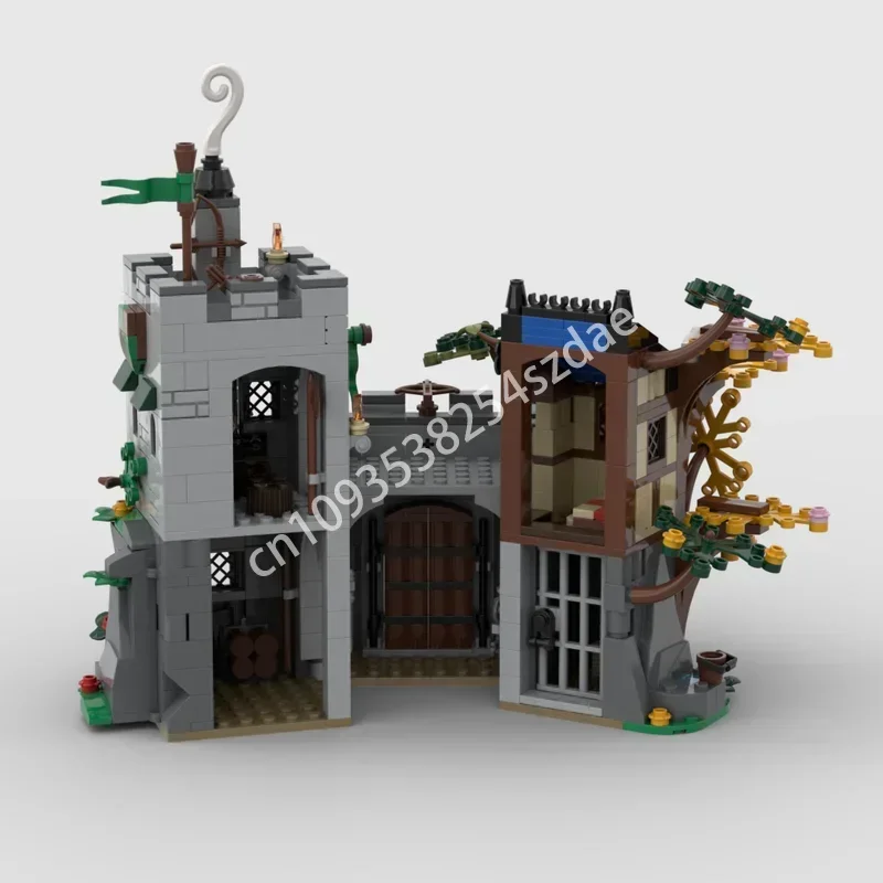627 pçs moc florestais medievais-poste modelo de castelo modular blocos de construção diy montagem criativa tijolos educativos brinquedos presentes