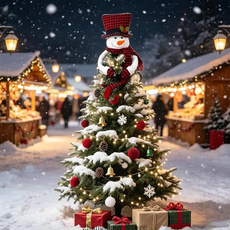 Weihnachts-Displayfigur mit weicher Stoffkonstruktion und rot-schwarzen Karos für Baumkronen, Einzelhandelsdisplays für den – Detail 2