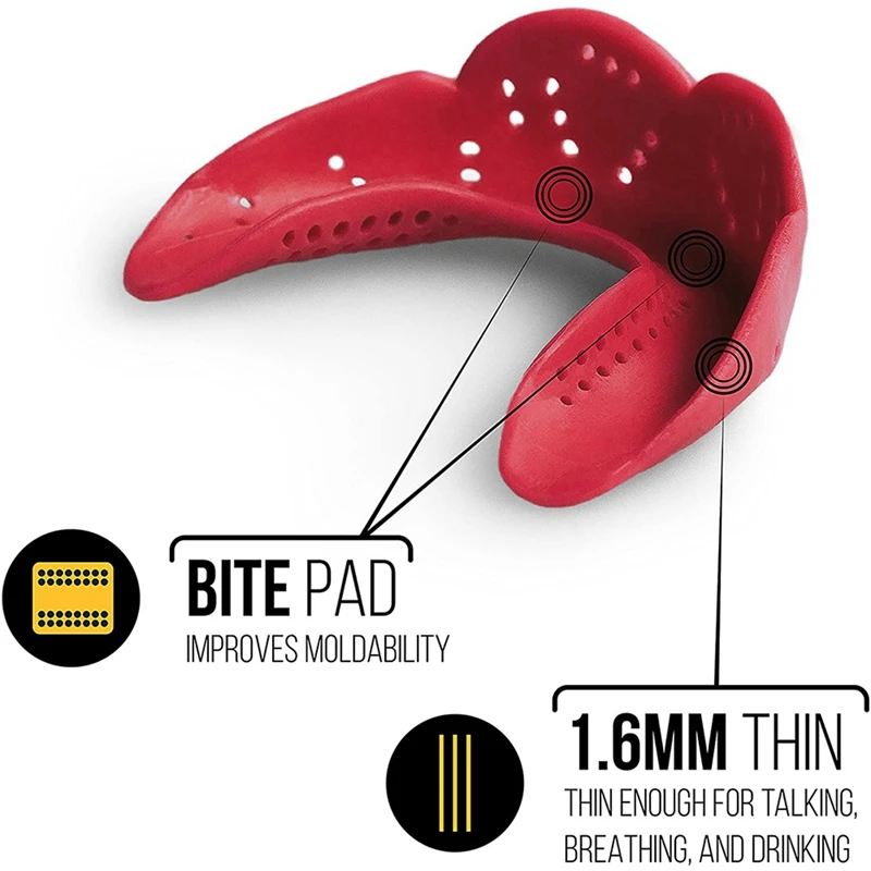 2X Sport Mouth Guard EVA Teeth Protector Adults Mouthguard Tooth Brace Protection Basketball Rugby Boxing Karate,Red