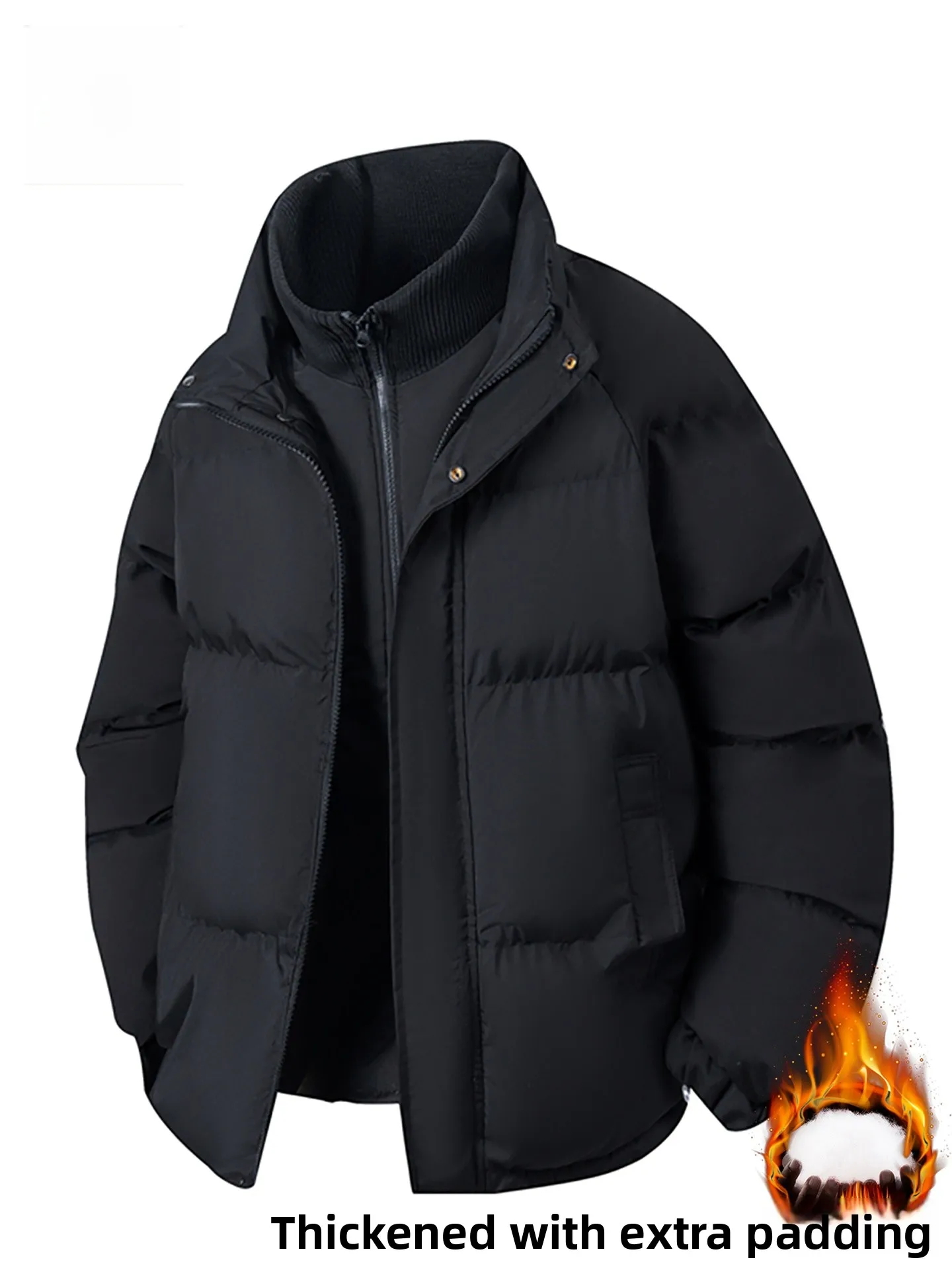 

Мужская утепленная хлопковая куртка с воротником-стойкой, свободного кроя, на молнии, молодежная, модная, зимняя, дышащая, комфортная