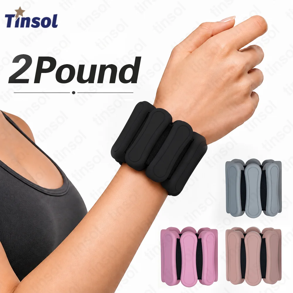 TINSOL Adjustable Silicone Wrist Ankle Weights 2 lbs Detachable Men Women Swimming Fitness Pilates Yoga Running Walking Outdoor