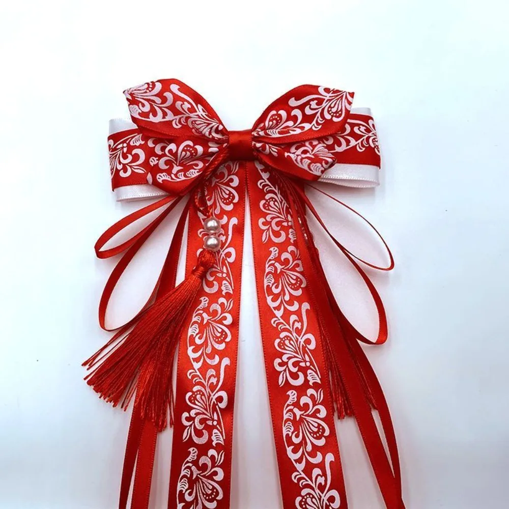 New Year Hanfu Hair Accessories - Tassel Bow Clips & Flowing Ribbons (Elegant Chinese Hair Ornaments for Women & Girls)
