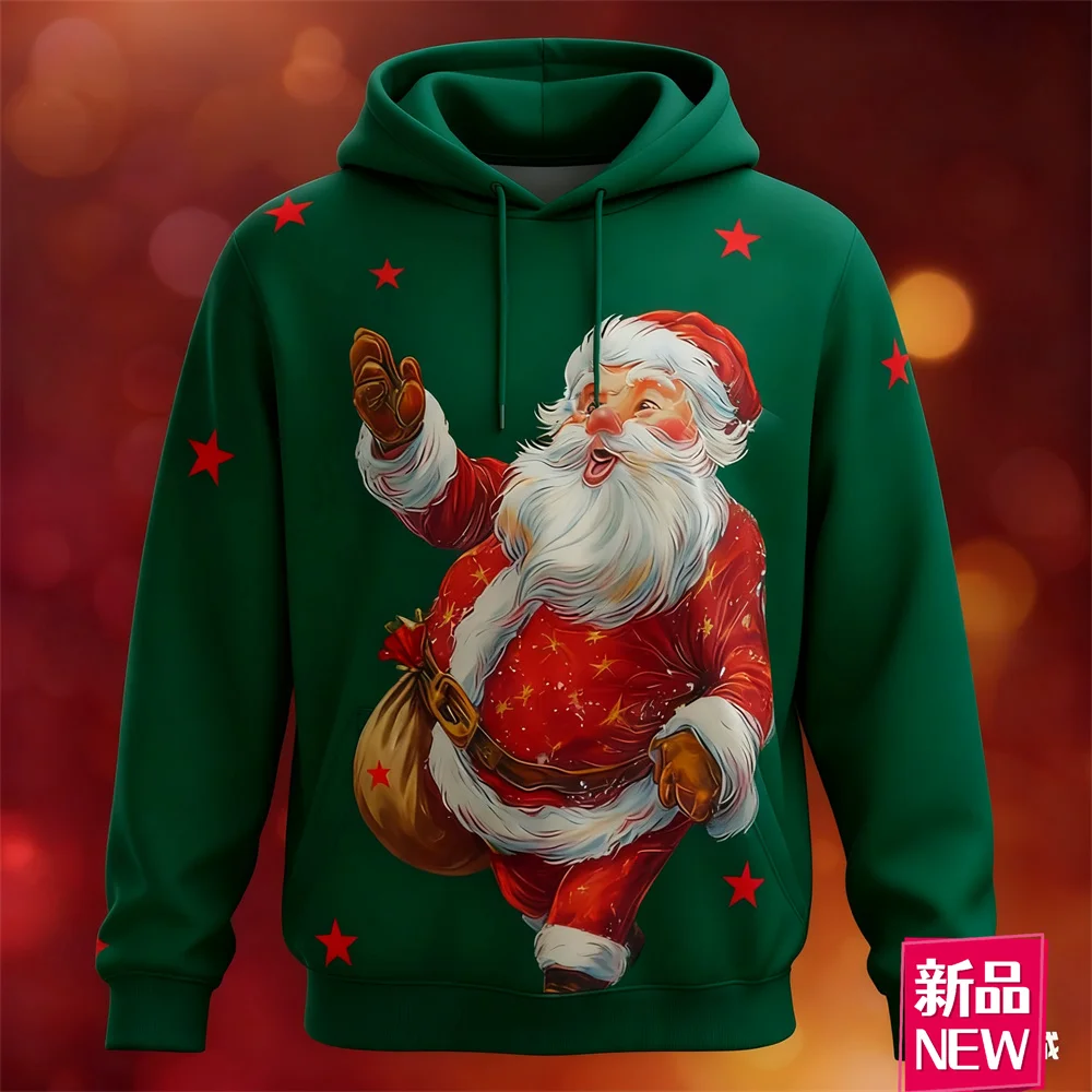 سترة بغطاء للرأس لعيد الميلاد للرجال والنساء بطباعة ثلاثية الأبعاد، ملابس سانتا كلوز جرافيك بقلنسوة، فضفاضة كاجوال ومريحة للجنسين #5