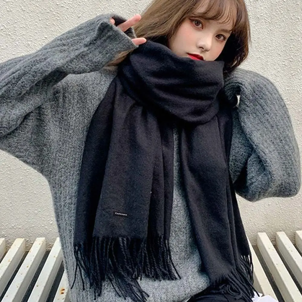 

Fashion Tassel Cashmere Scarf Soft Wool Scarves Winter Neck Scarves Head Scarf Warm Pure Color Shawl Students