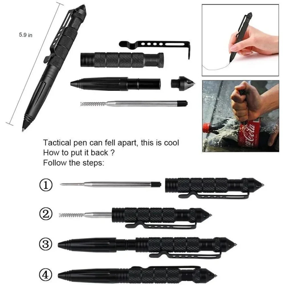 B2 Wolfram Steel Head Tactical Pen EDC Multi-Tool Window Breaker Outdoor Survival Tool Self Defense Pen - view 4