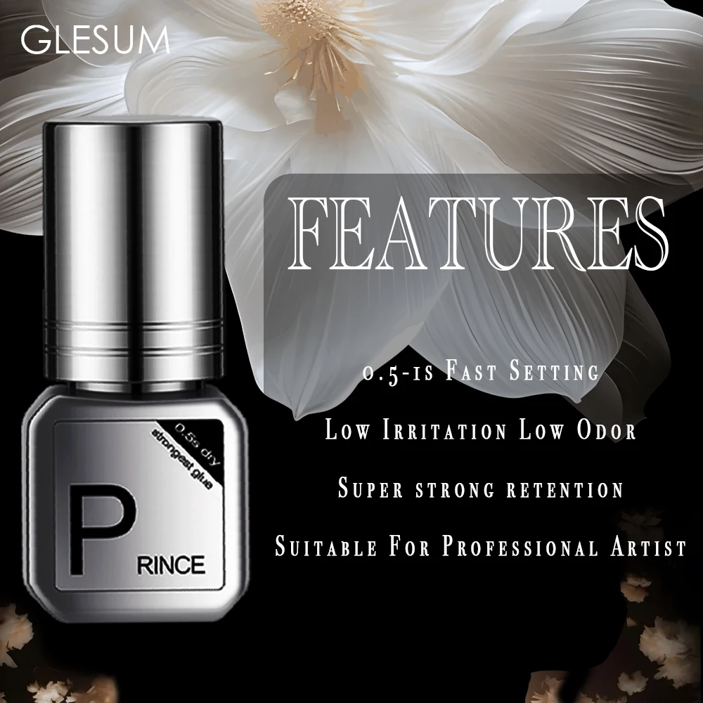 Glesum prince glue and  Eyelash Extensions Natural Soft Light  Full Dense