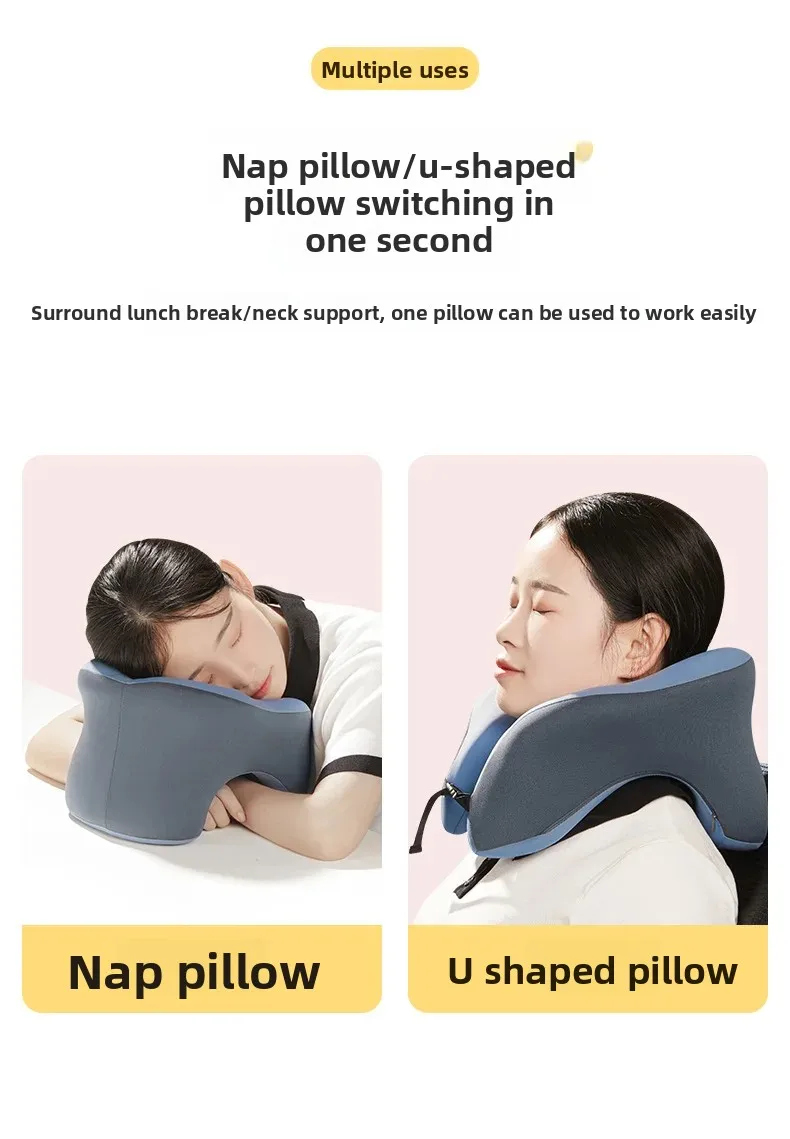 Tragbares U-förmiges Reisekissen Memory-Schaum Schlafkissen Büro-Nickerchenkissen Auto-Flugzeug-Nackenkissen Ergonomische Kopfstütze – Detail 2