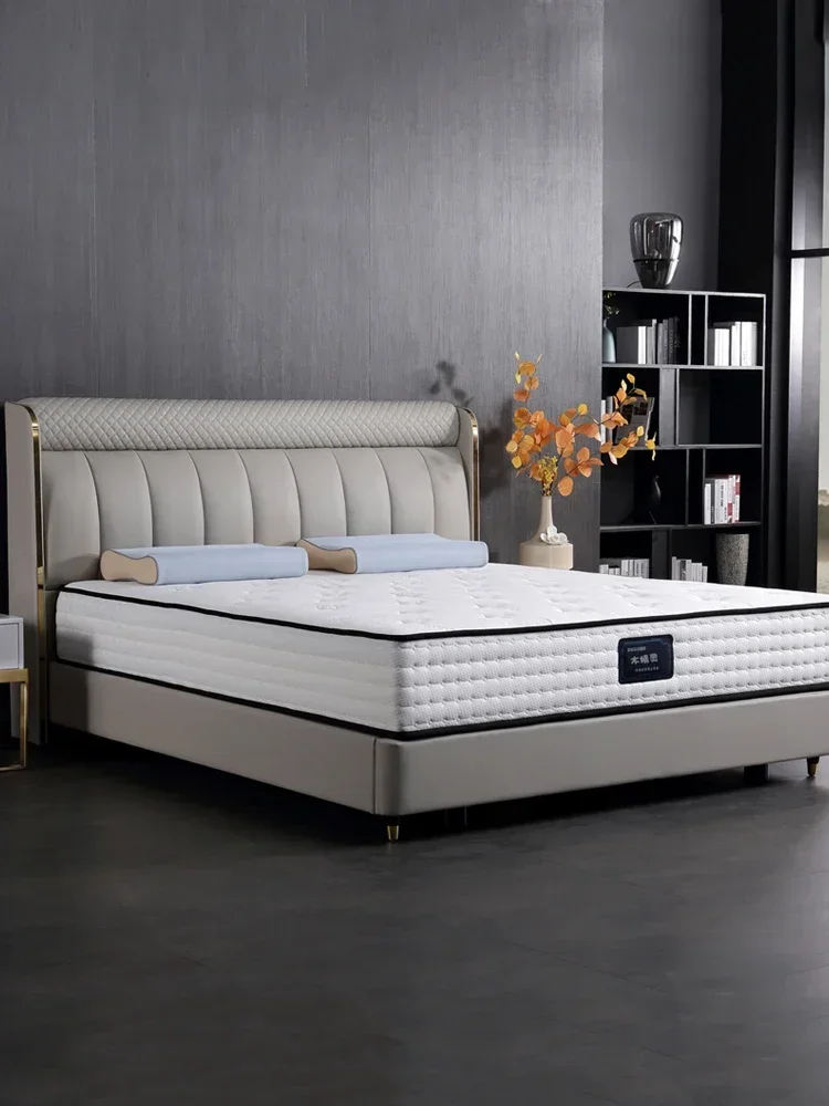 Memory Foam Individually Bagged Spring Mattress Double Leather Bed Marriage Bed Complete Set 1.8M