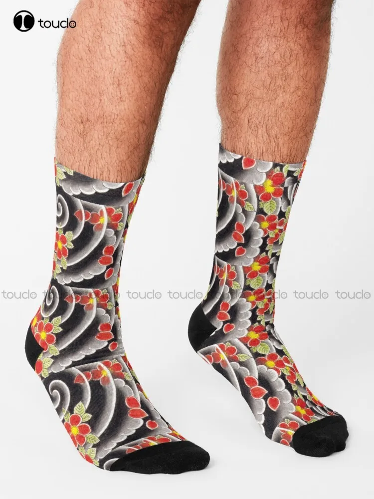 Goro Majima Hanya Tattoo Background Pattern Yakuza Kiryu Kazuma Ryu Ga Gotoku Socks Soccer Socks Street Skateboard Socks 1Pair