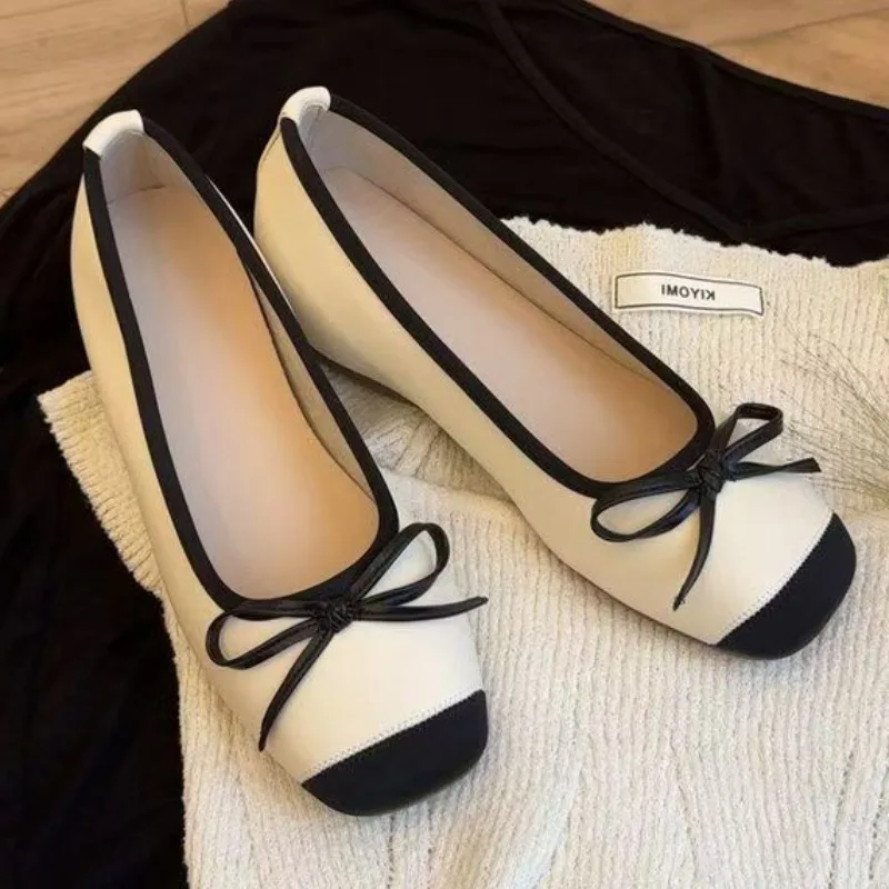 2025 Bow Woman Ballet Flats Casual Shallow Mouth Elegant Women's Sandals Summer Comfort Shoes New Female Walking Shoes