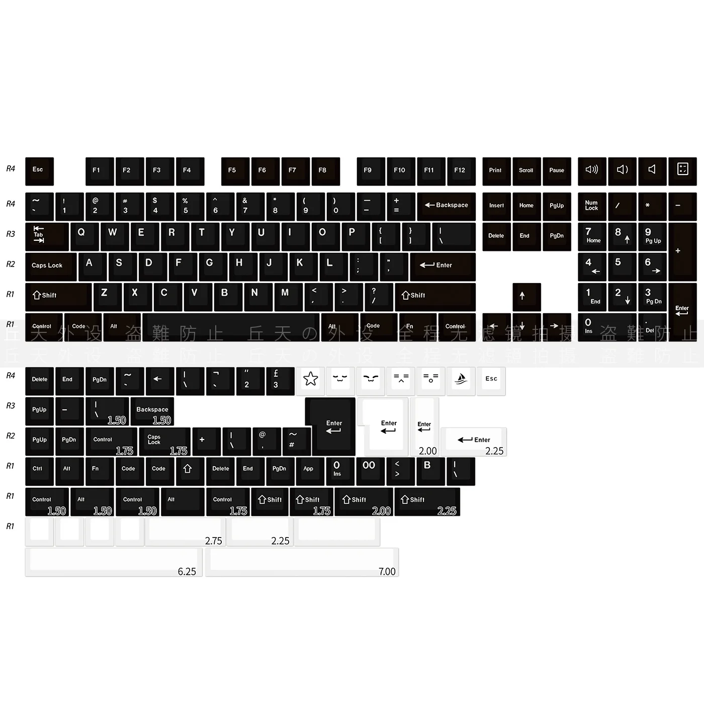 

173 Keys/set GMK WOB Keycaps PBT Double Shot Keycap Cherry Profile Key Caps With ISO Enter 7U Spacebar For HHKB EU Layout