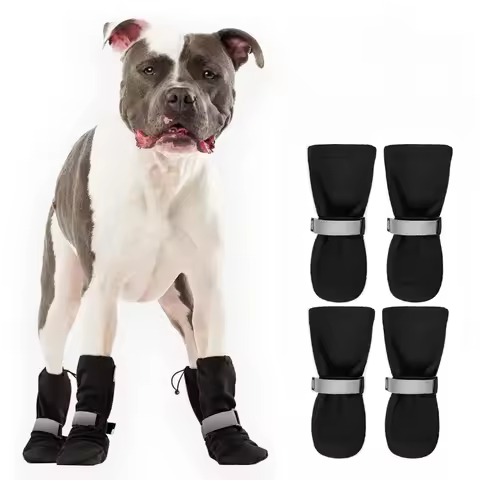 Winter Dog Shoes Waterproof Walking Big Small Dog Shoes Warm Adjustable Elasticity Schnauzer Foot Cover Teddy Pets Supplies