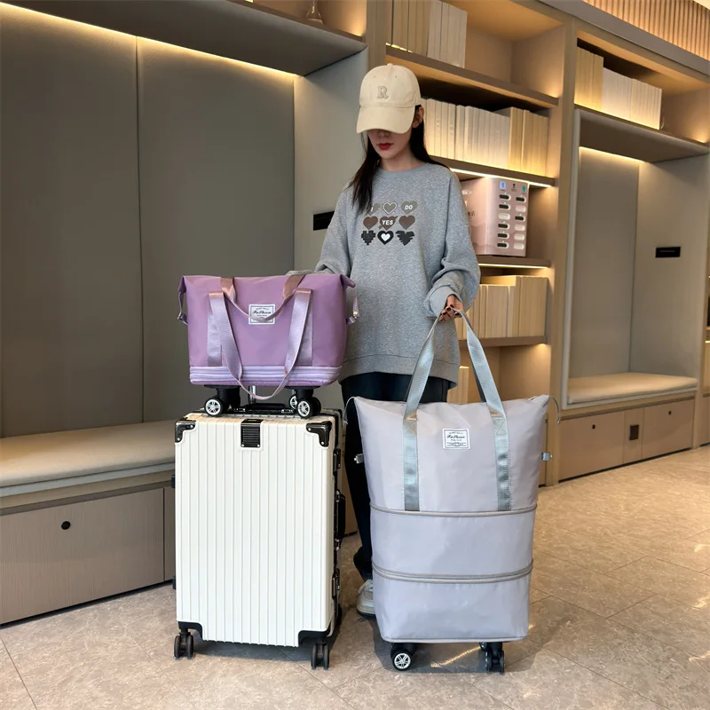 Moda saco de ginásio viajando destacável mudo roda universal saco de viagem portátil saco de armazenamento de bagagem grande capacidade esportes saco de yoga