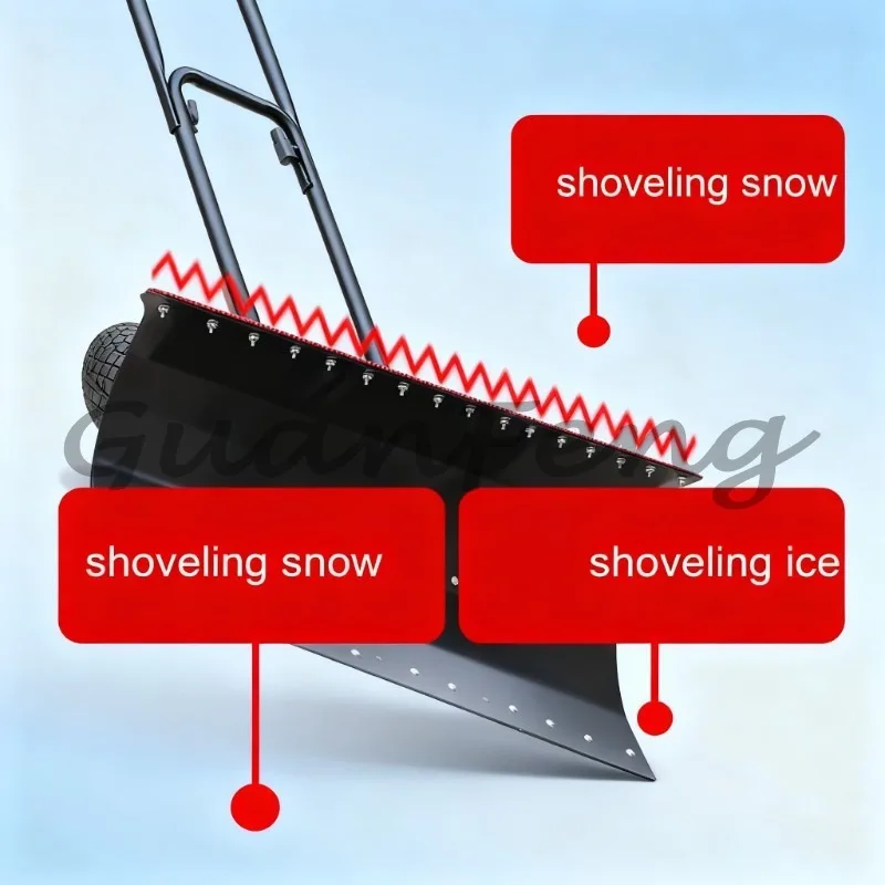 Wheeled Push Snowplow, Large Manual Vehicle Mount Snow Plow, High Efficiency Snow Removal Equipment