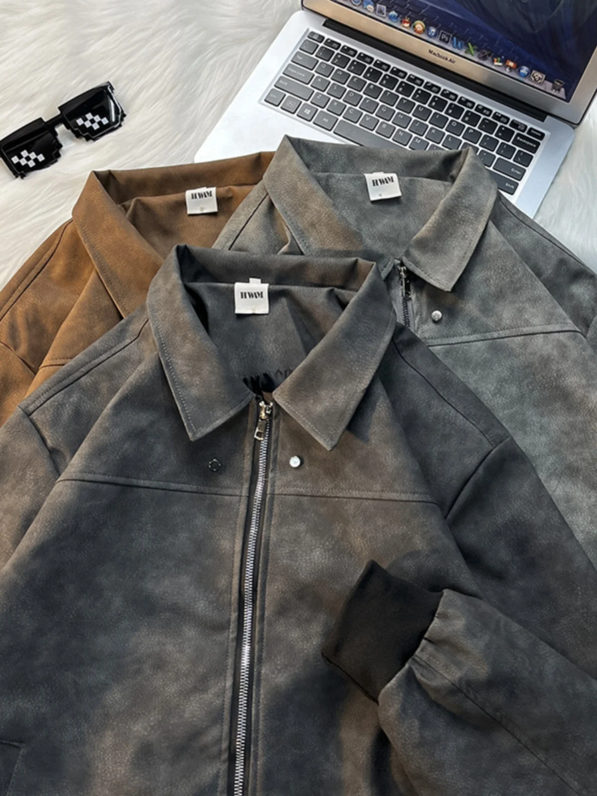 

American Retro PU Leather Jaet Men's Loose Collar Motorcycle Clothes Spring Autumn Trendy ort Casual Jaet