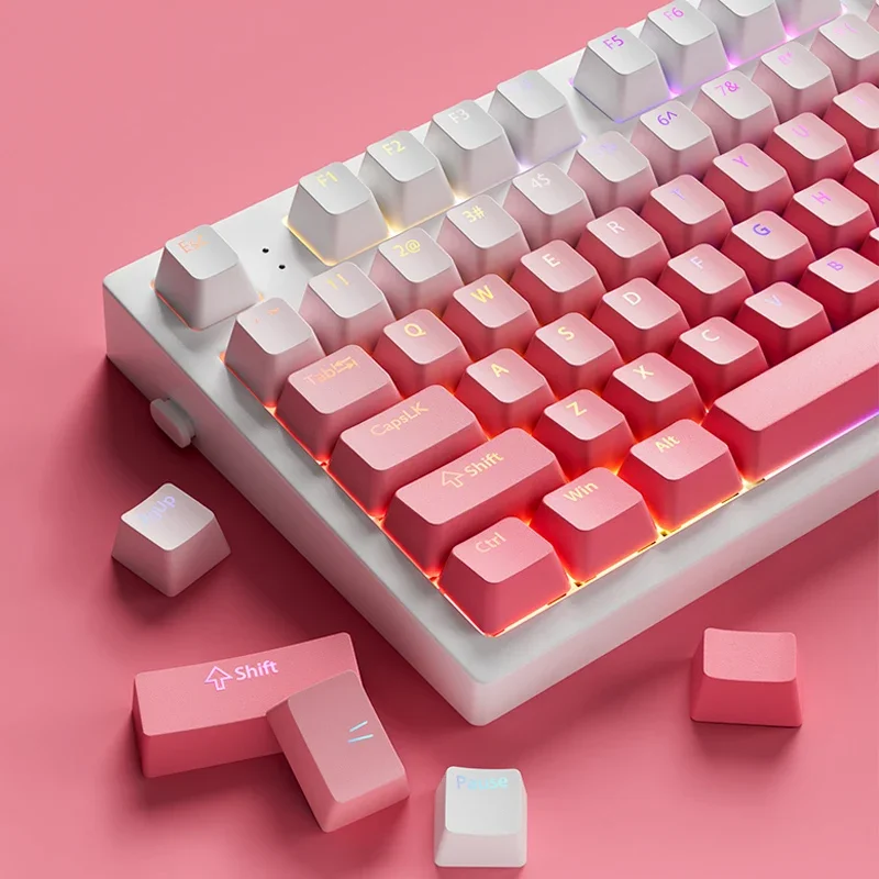 

135-клавишные градиентные розовые колпачки для клавиш Double Shot PBT, OEM-профиль, колпачки для клавиш с RGB-подсветкой для переключателей Gateron Cherry MX, механическая клавиатура
