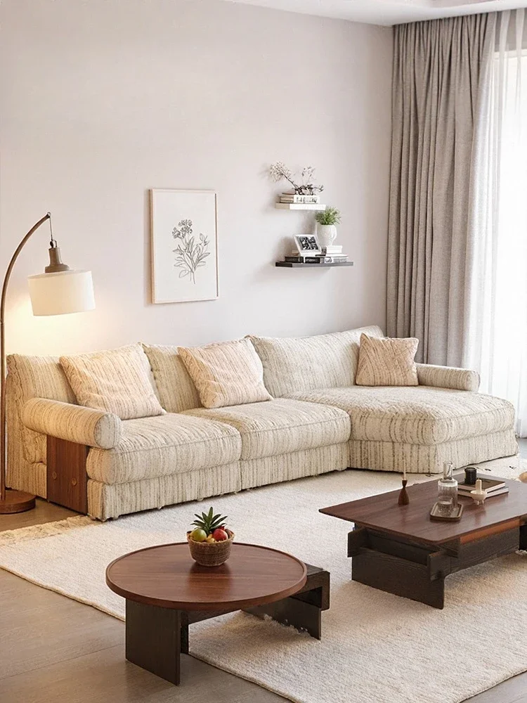 Fully dismantled and washed fabric sofa antique household straight row living room sofa