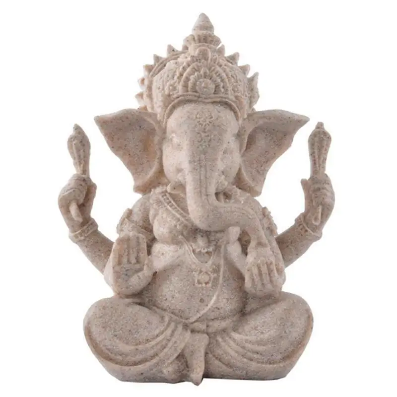 Feng Shui Resin Crafts India Elephant Head Buddha Statue Home Decoration 13.5cm