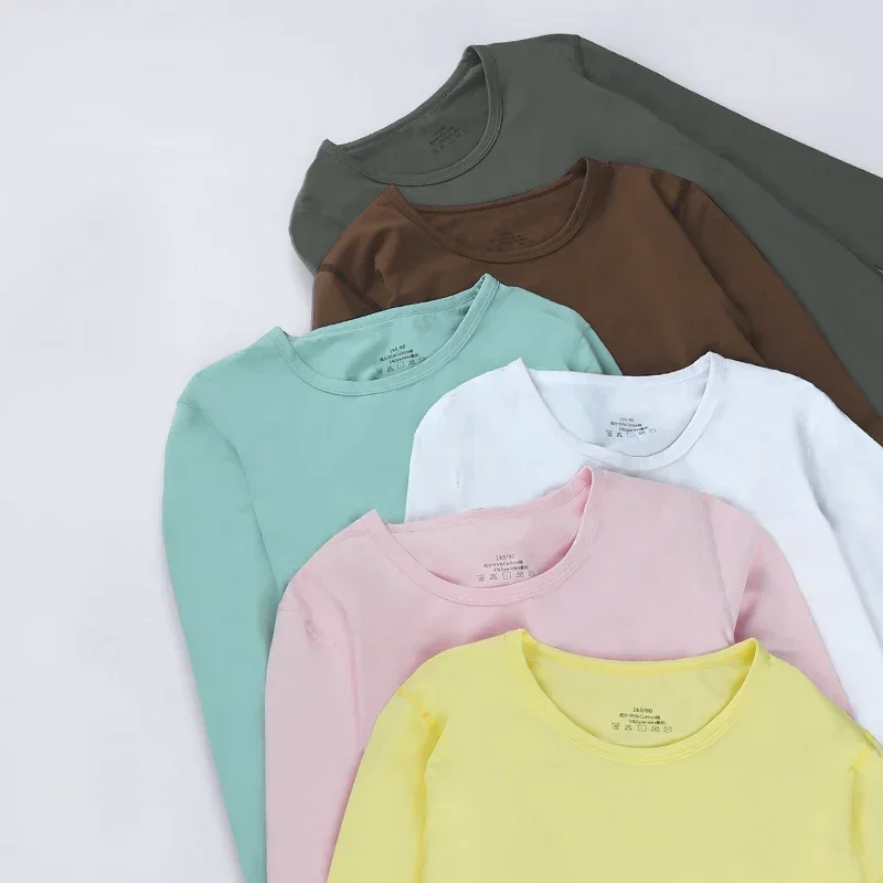 

1pc Children's warm underwear Autumn winter boys and girls long sleeve large children's autumn coat single top baby base cotton